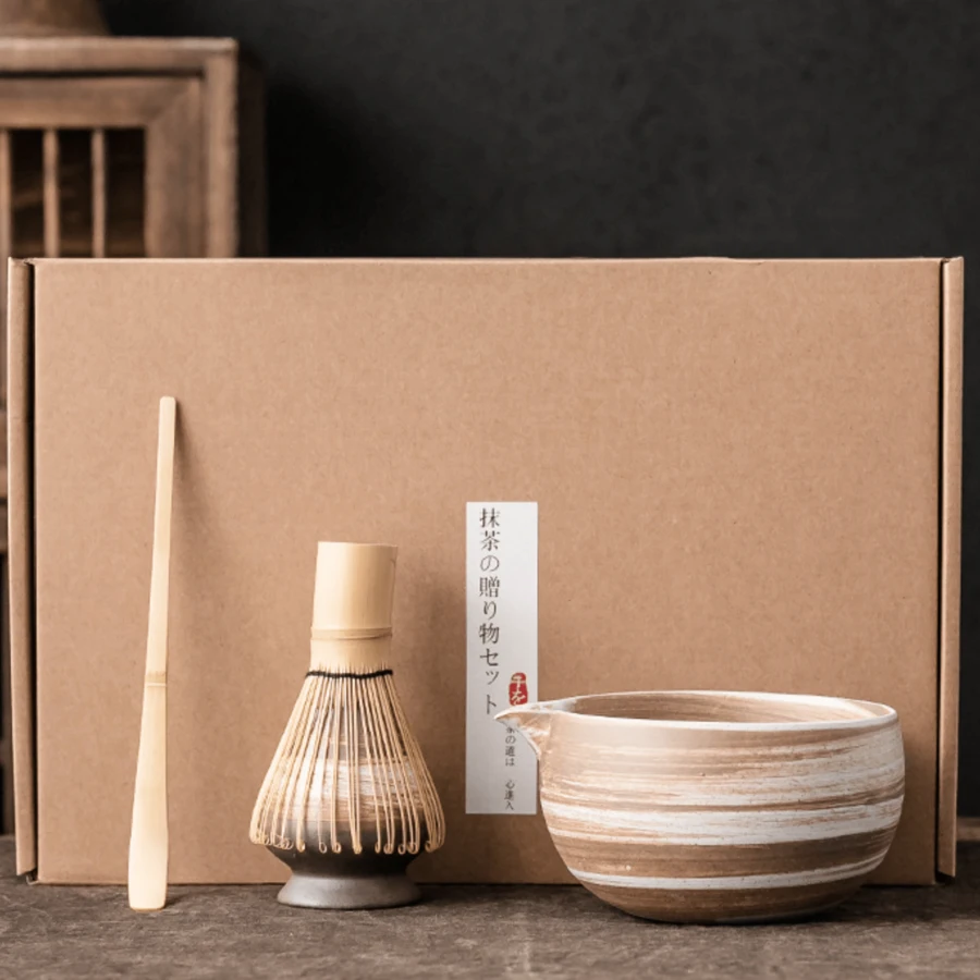 4-Piece Set, Japanese Tea Set For Making Matcha, Bamboo Matcha Brush, Bai Ben Li Song Dynasty Tea Ceremony Zen Tea Bowl, MATCHA New Ceramic Matcha Bowl, Song Dynasty Tea Whisk Tool Set With Mouth, Matcha Bowl High-End Matcha Whiskey Set, Matcha Bowl, Traditional Japanese Bamboo Base And Spoon, Stainless Steel Sieve, Ceramic Bracket - Multicolor - View 1