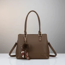 LaytonVivian L9635 Women's Premium PU Handbag And Crossbody Bag With Pendant Charm, Lining, Pockets, Elegant Minimalist Style - Cà phê nâu - Xem 5