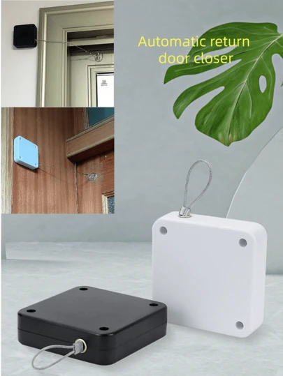 Cierre de puerta telescópico deslizante sin perforación, amortiguador de cuerda, cierre de puerta automático de retorno silencioso para oficina y dormitorio