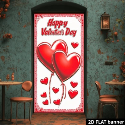 1pc Valentine's Day Persian Carpet Curtain With Heart-Shaped Balloon Design - Detachable, No Electricity Required, Multiple Decoration Methods, Suitable For Bedrooms, Living Rooms, All Seasons And Festival Celebrations