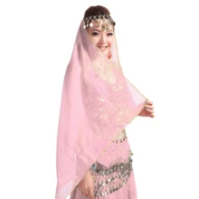 1件装女士头带肚皮舞面纱雪纺硬币头饰头巾披肩 - 彩色 - 查看 21