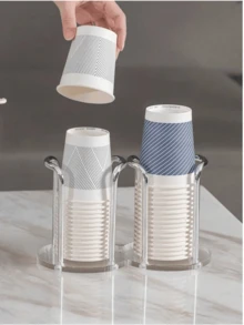 1pc Acrylic Disposable Cup Holder-Single Cup/Double Cup Holder, Multi-Color Storage Rack For Home - 彩色 - 查看 5