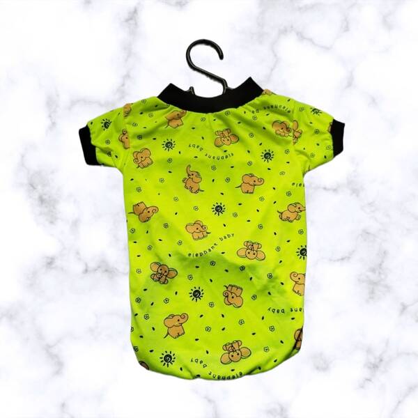 Camiseta Verde Elefantinhos Para Pets - 1 Unidade