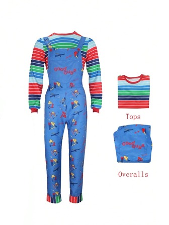 Adult Chu Cki Cosplay Costume With Striped Shirt And Jumpsuit For Chu Cki Overalls Halloween Costumes