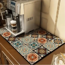 1/2pc Coffee Mat - Hides Stains, Highly Absorbent, Rubber Bottom, Quick Dry, Suitable For Kitchen Countertops, Coffee Bars, Dish Drying Racks, Compatible With Coffee Makers, Coffee Pots, Espresso Machines - Multicolor - View 2