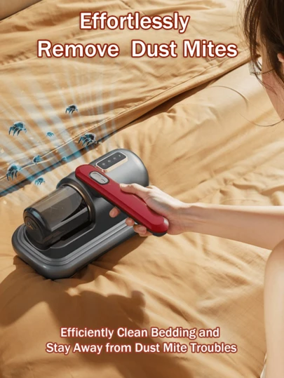 GENAI Powerful Mite Vacuum Cleaner With UV Sterilization, Heat Drying & LCD Display, Silent Dust Removal For Bed & Sofa