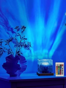 1 pezzo Lampada proiettore LED 16 colori Luci del Nord, alimentata tramite USB con telecomando - Luce notturna Aurora dimmerabile, adatta per decorazione camera da letto, casa theater e decorazione per feste | Regalo perfetto per Natale o compleanno, crea un'atmosfera da sogno, luce notturna per camera da letto, alloggiamento in plastica - Multicolore - Visualizzare 2