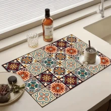 1/2pc Coffee Mat - Hides Stains, Highly Absorbent, Rubber Bottom, Quick Dry, Suitable For Kitchen Countertops, Coffee Bars, Dish Drying Racks, Compatible With Coffee Makers, Coffee Pots, Espresso Machines - Multicolor - View 4