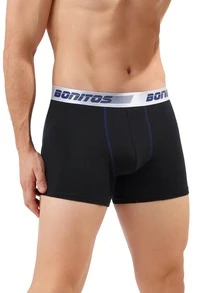 4 chiếc quần lót boxer cổ điển, quần lót cạp chun có họa tiết chữ cho nam, quần lót nam màu trơn, quần đùi - màu đen - Xem 10