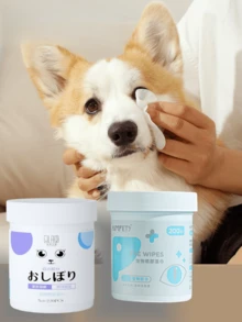 200包柔软、透气、卫生、清洁的宠物眼部泪渍和耳垢清洁湿巾 - 白色 - 查看 7