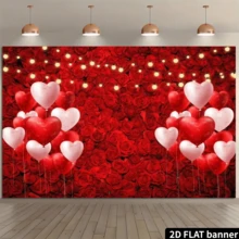 2D 平面情人节快乐摄影背景红色爱心,婚礼派对背景墙装饰摄影棚道具,多用途墙面装饰,适用于家庭、办公室、户外、工作室、派对装饰、节日礼物,涤纶材质,无需电源。 - 紅色 - 查看 3