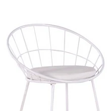Set Of 2 Nordic Modern Minimalist Bar Stools, 29.5" Counter Height Bar Chairs With Faux Leather Seat, Sturdy Sled Metal Frame & Wooden Footrest, Grey, WHITE - trắng - Xem 4