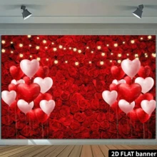 2D 平面情人节快乐摄影背景红色爱心,婚礼派对背景墙装饰摄影棚道具,多用途墙面装饰,适用于家庭、办公室、户外、工作室、派对装饰、节日礼物,涤纶材质,无需电源。 - 紅色 - 查看 8