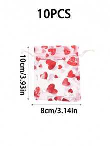 100/50/20/10/5pcs Red Heart Organza Gift Bags, Drawstring Gift Bags, Valentine's Day Gift Packaging Bags, Wedding Candy Cookie Packaging Bags, Holiday Party & Themed Event Gift Decoration Bags, Anniversary Dinner Table Decor, Wedding Guest Favor Bags, Suitable For Holidays, Home Decor, Baking, Gift Packaging - Multicolor - View 13