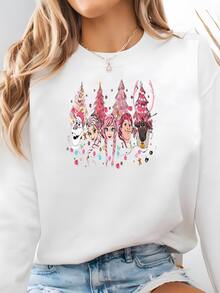 Frozen Pink Christmas Sweatshirt, Land Family Vacation Gift, Merry Christmas Sweatshirt, Xmas Gift,  Sweatshirt Sweatshirt - 白色 - 查看 1