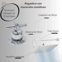 Square Shower Head 20cm With Round Tube 40cm And Metal Handles, Silver Shower Accessories Ideal For Modern Bathroom Remodeling. - 銀色 - 查看 2
