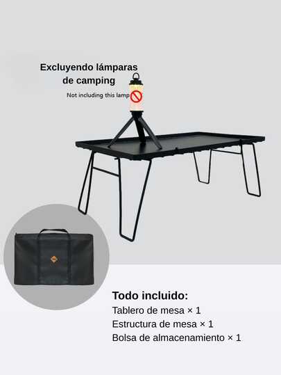 Juego de mesa de camping exterior negra, mesa plegable de hierro ligero para barbacoa, mesa extensible portátil para picnic, fácil de montar, materiales de alta calidad(Estructura de mesa *1, tablero *1, bolsa de almacenamiento *1)