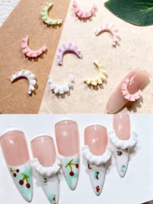 100/20片装软雕蕾丝美甲装饰，法式少女风树脂DIY美甲配件 - 彩色 - 查看 5