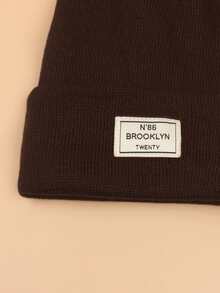 1pc Women's Casual Letter Embroidered Beanie Hat, Suitable For Autumn/Winter - Coffee Brown - View 4