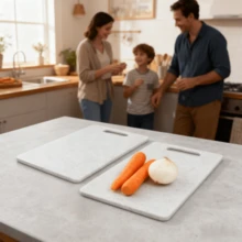 Marble Cutting Board Set, Thickened Cutting Board, Meat Cutting Board, Kitchen Preparation Board For Cooked And Raw Food Separation, Household Fruit Cutting Board, Preparation Board, Plastic Cutting Board, Kitchenware, Easy To Clean, Suitable For Outdoor Camping, Durable, Economical And Portable.