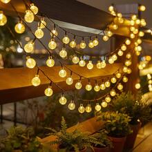 1 件水晶球形 LED 灯串，20/30/50/100/200 LED，户外防水灯串，LED 花园庭院花环灯花园太阳能花园装饰，防水太阳能露台灯，花园庭院门廊婚礼派对装饰的太阳能仙女灯