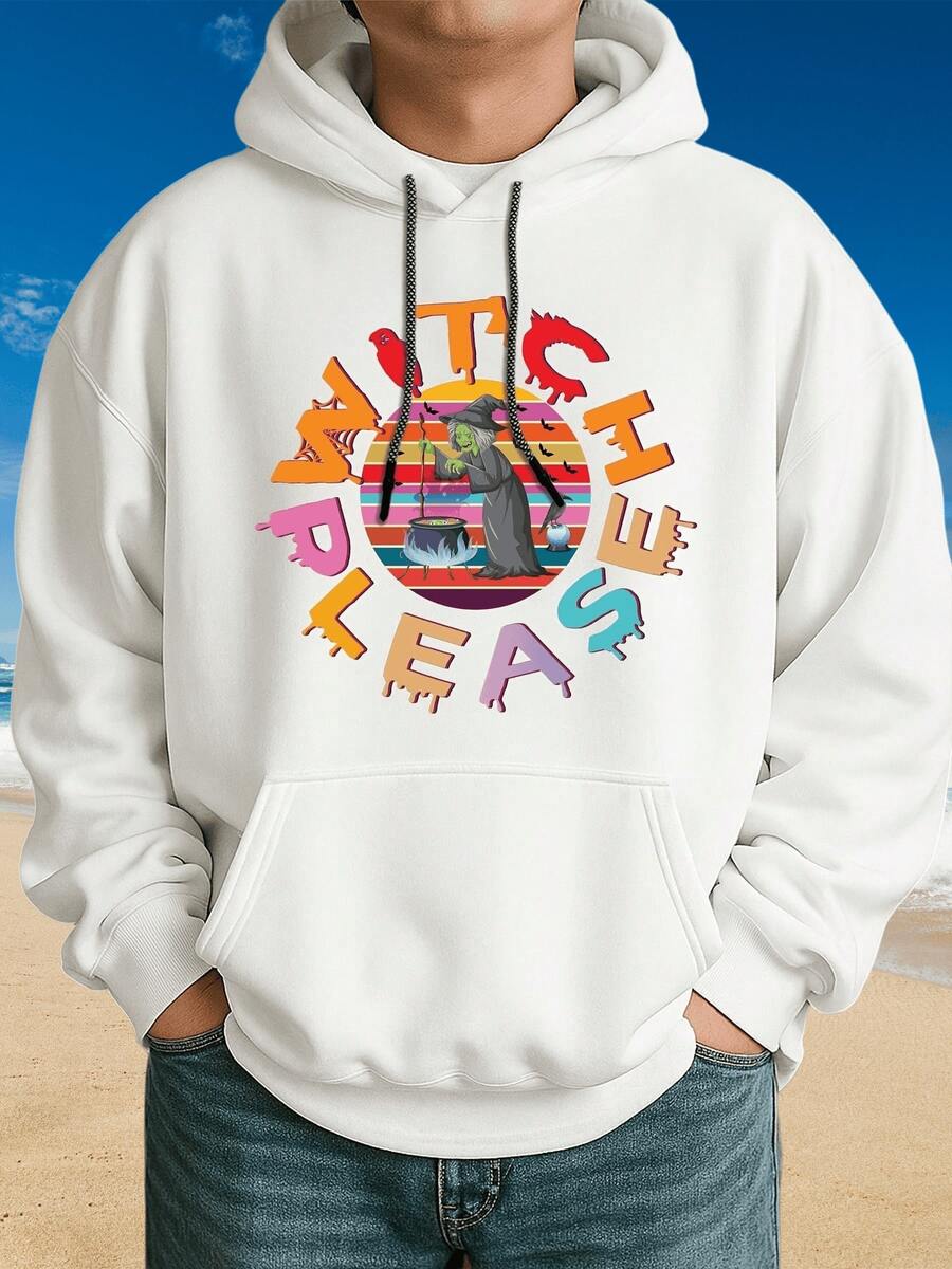 Sudadera con Capucha de Moda para Hombres, Sudadera con Capucha de Moda para Hombres, con Bolsillo Canguro, Ropa de Calle, Ajuste Cómodo, Conjunto de Fin de Semana, Estilo Urbano, Adecuada para Otoño e Invierno, como Regalo, Moda de Calle, Deportiva al Aire Libre Casual, Conjunto de Moda - Blanco - Ver 1