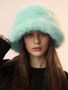 1pc Women/Men Autumn/Winter Plush Soft High-Quality Fuzzy Bucket Hat, Outdoor/Commute Warm Windproof Breathable Stylish Versatile Bucket Hat, Suitable For Various Occasions