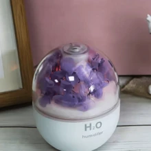 Humidificador Petal, humidificador, humidificador para flores preservadas, difusor de aromaterapia USB portátil para coche, bruma hidratante con luz nocturna y sonido suave. Adecuado para dormitorios, oficinas, salones, escritorios y vehículos. - Morado - Ver 2