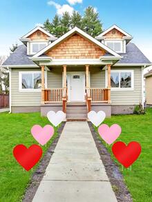 Valentine's Day Garden Sign With Red & Pink Love-Themed Outdoor Decor Large Single-Sided Heart Sign Perfect For Romantic Weddings, Engagements, Anniversaries Garden, Patio, Lawn Decor Valentine's Day Atmosphere Decor Ground - Multicolor - View 1