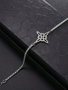 1pc Stainless Steel Necklace, Charming Witch Knot Bracelet, Celtic Knot Lucky Personalized Korean Style Sharing Bracelet Accessory, Fashion Casual Jewelry Gift For Men & Women - Bracelet - View 13