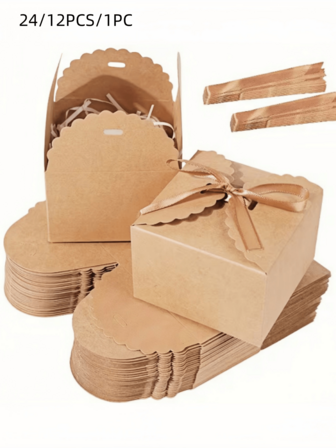 24/12 piezas/1 pieza Cajas de regalo de papel kraft, cajas de dulces de color blanco, decoración para aperitivos, pasteles, galletas, dulces y bombas de baño hechas a mano, cajas de regalo de jabones de baño, adecuadas para Navidad, cumpleaños, vacaciones, bodas (unicolor)