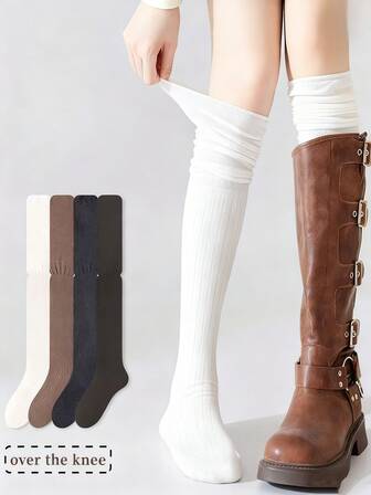 1/2/3 Double Ladies Over-The-Knee Socks For Women, Summer Long-Leg Knee Socks, Thin Autumn And Spring High-Calf, Anti-Slip, Not Tight Around The Calf, Long Socks For Winter With Long Boots, JK Skirt, Y2K.