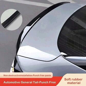 1个通用型汽车扰流板，软塑料亮黑色橡胶后备箱扰流板尾翼，适用于汽车后备箱DIY