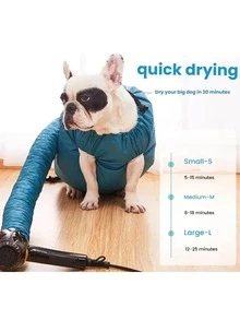 狗狗快速烘干宠物毛发袋便携式宠物烘干笼免提狗狗美容毛发清洁旅行袋，吸收水分快速烘干宠物毛发 - 藏蓝色 - 查看 2