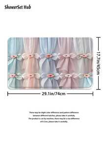 1/3/4pcs Macaron Color Palette Bow Floral Shower Curtain Bathroom Sets,Sweet And Elegant Style Waterproof And Wear-Resistant Accessories,With 12 Hooks - Includes Toilet Seat Cover, Bath Mats, And Rugs - Plastic Fabric - Washable,Mildew-Resistant - Perfect For Holiday Decor,Home/Bedroom/House/Western/Spring Decor, - Multicolor - View 9