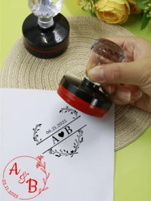 Customized Stamp, Wedding Stamp, Personalized Name Stamp, Customized Address Stamp, Customizable Signature Stamp, Birthday Gift, Wedding Gift, Anniversary Gift, Valentine's Day Gift, 3 Ink Color Options, Bride & Groom, Party, Reusable, Envelope, Backpack, Invitation - Style B - View 6