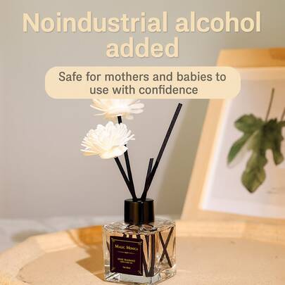 No Fire Aroma -1.69 Oz Elegant Black Glass Diffuser With White Rose, Home Decoration Air Freshener, Suitable For Bedroom, Bathroom, And Office, Ideal Christmas Gift, Office Fragrance Elegant Diffuser Long Lasting Fragrance, Bathroom Decoration