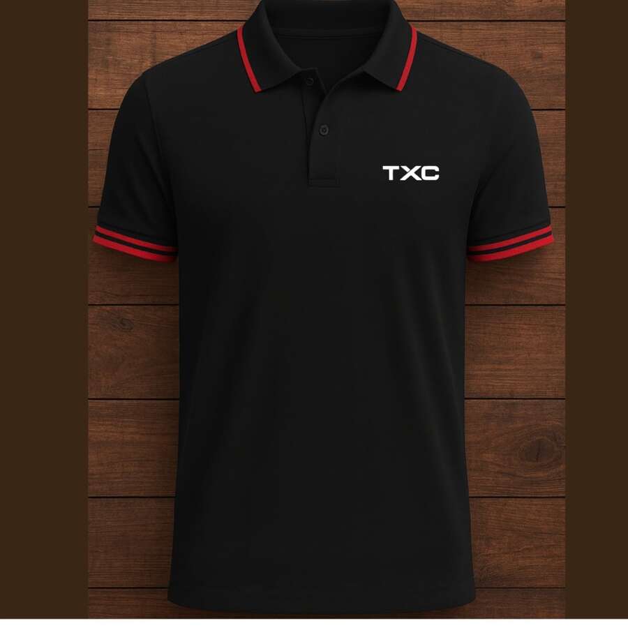 Men's Texas Polo Shirt, T X C, Pião Summer Style, With Classic Collar, Comfortable, Breathable, Premium Country Fashion. - 黑色 - 查看 1