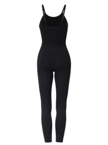 女士塑身连体裤 - 无缝弹力面料，细肩带高腰收腹提臀，黑色修身款，休闲时尚百搭 - 黑色 - 查看 5
