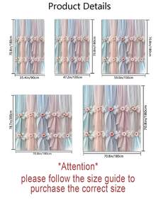 1/3/4pcs Macaron Color Palette Bow Floral Shower Curtain Bathroom Sets,Sweet And Elegant Style Waterproof And Wear-Resistant Accessories,With 12 Hooks - Includes Toilet Seat Cover, Bath Mats, And Rugs - Plastic Fabric - Washable,Mildew-Resistant - Perfect For Holiday Decor,Home/Bedroom/House/Western/Spring Decor, - Multicolor - View 3