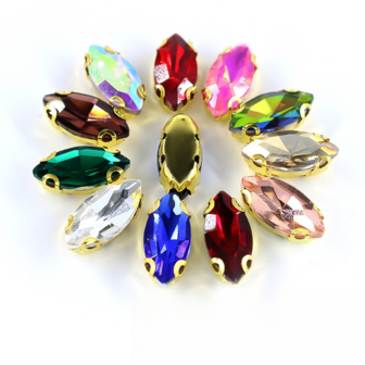 20pcs Marquise Type Gold Bottom D-Claw Glass Rhinestones 7*15mm Coat And Hats Shoes DIY Multifunctional Shiny Decorations Artwork Holiday Party Gift Giving Decorative Trimming Fashion Accessories