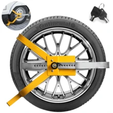 Lislark Wheel Clamp Anti Theft Lock Device Heavy Duty Adjustable Safety Security Protection For Small Wheeled Cars Caravans Trailers With 60-80cm Wheels Yellow - Yellow - View 7