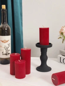 5cm*17.5cm Burgundy Gear-Shaped Cylindrical Scented Candle - Atmosphere Decor, Soy Wax Candle, Can Be Used As A Centerpiece. Suitable For Weddings, Parties, Ramadan, Daily Wear, Christmas Home Decor, And As Birthday Gifts For Men And Women. Premium Niche Gift.