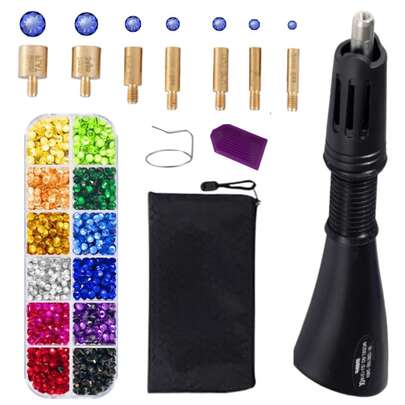 Hotfix Rhinestones Applicator Kit, DIY Hotfix Bedazzler Kit With Rhinestones, Hot Fix Rhinestone Setter Tool Kit, DIY Rhinestones, Heat Fixed Machine Gun Set For Clothes Fabric Clothing Wood Cardstock Leather