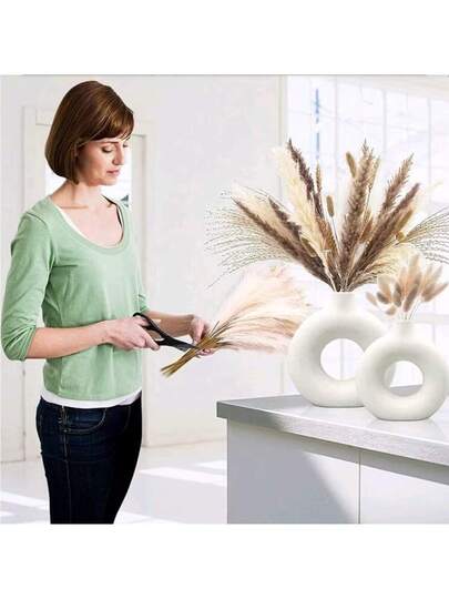 1pc Wit Plastic Circular Flower Vase ation, Simulated Dry ation Vase, Artistic Bloemen Arrangements, Living Room Exhibition Hall ation,Home ,Flower Vase,Centerpiece,Table Birthday Graduation Glass view 11