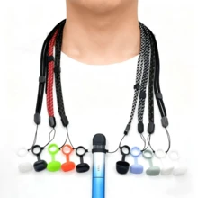 1条带防尘罩的可调节电子烟挂绳，防丢防尘设计，小型电子烟时尚配件