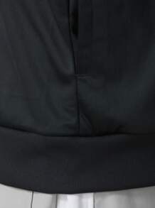 adidas男款簡約側條紋拉鍊復古立領長袖夾克外套JI8816 - 黑色 - 查看 5