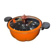 1 个大容量多功能汤锅（南瓜形锅）-28 厘米/11.02 英寸，适合家庭、餐厅、酒店和快餐店的快速烹饪，非常适合野餐和露营，采用南瓜形设计，完美的万圣节礼物 - 橘色 - 查看 3