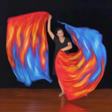 1pc/1pair 140*90CM Orange/Blue Flame Flag, Worship Flag, Praise Flag With Retractable Stick, Sunset Flag, Dance Prop, Tap Dance Equipment, Worship Flag, Dance Accessory, Colorful Flag For Events - 彩色 - 查看 2