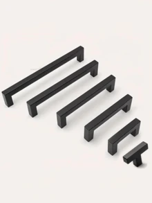 1pc/4pcs Black Cabinet Handle, Square Furniture Hardware Stainless Steel Kitchen Handle, Door Knob Cabinet Wardrobe Drawer Pull - Black - View 2